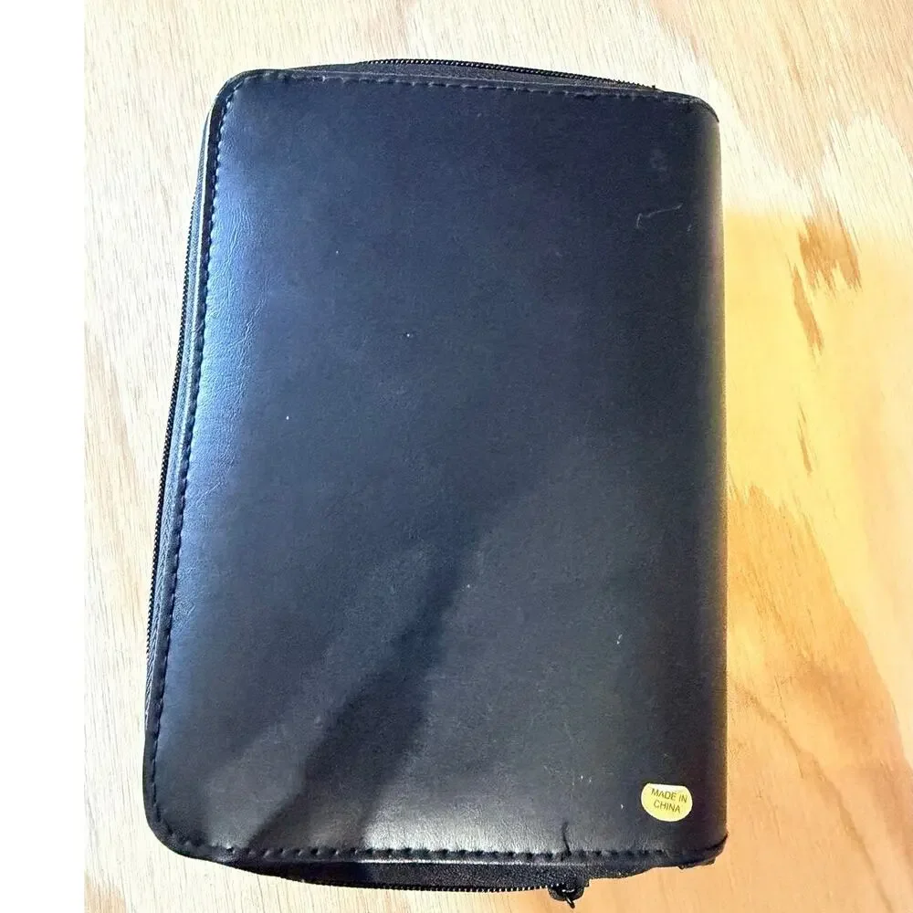 Vintage Compact Planner Organizer Address Book Black Schedule Agenda‎
